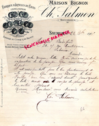 49-  SAUMUR- LETTRE MANUSCRITE SIGNEE CH. SALMON-MAISON BIGNON-FABRIQUE ARTICLES CAVES CHAIS-FONDERIE CUIVRE BRONZE-1905 - Old Professions