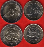 Lithuania Euro Set (2 Coins): 1 - 2 Euro 2015 BiMetallic UNC - Lithuania