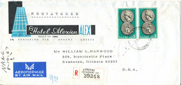 Greece Registered Air Mail Cover Sent To USA 10-8-1967 With Stamps On Front And Backside Of The Cover - Briefe U. Dokumente