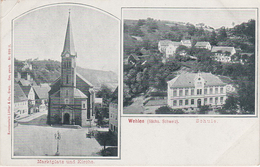 Litho AK Sächsische Schweiz Wehlen Marktplatz Kirche Schule Bei Rathen Uttewalde Obervogelgesang Lohmen Pirna Königstein - Wehlen