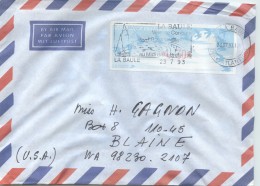 1993  Lettre Avion Pour Les USA Tarif 1,30fr LISA  Oblitéré La Baule - 1999-2009 Abgebildete Automatenmarke