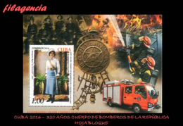 CUBA MINT. 2016-42 320 AÑOS DEL CUERPO DE BOMBEROS DE LA REPÚBLICA DE CUBA. HOJA BLOQUE - Nuevos