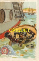 Calendrier Semestriel De LU , 1900, Enfant Dans Une Barque Qui Repêche Une Boite De Biscuits - Tamaño Pequeño : 1901-20