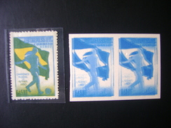 WORLD CUP OF FOOTBALL IN BRAZIL 1950 - A-76 IN PAIR TESTS BLUE COLOR WITH DOUBLE PRINTED OFFSET IN THE STATE - 1950 – Brésil