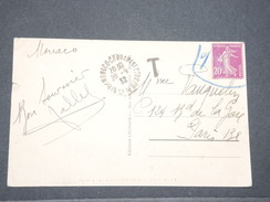 FRANCE - Taxe Pour Refus De Timbre Français Sur Carte Postale De Monaco Pour Paris En 1932 - L 8105 - 1859-1959 Covers & Documents