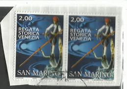 REPUBBLICA DI SAN MARINO 2005 REGATA STORICA DI VENEZIA  € 2,00 COPPIA PAIR USATA USED OBLITERE´ - Usados