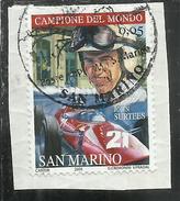 REPUBBLICA DI SAN MARINO 2005 LA FERRARI CAMPIONE DEL MONDO JOHN SURTEES  € 0,05 USATO USED OBLITERE´ - Gebruikt