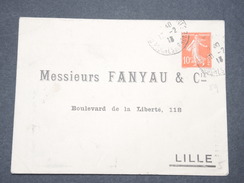 FRANCE - Enveloppe Type Semeuse Repiquage à Usage Commerciale Pour Lille En 1913 - L 8134 - Enveloppes Repiquages (avant 1995)
