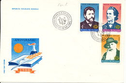 Romania FDC 18-8-1989 Romanian Writers Complete Set Of 3 With Cachet - FDC