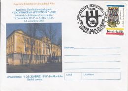 ALBA IULIA UNIVERSITY, SPECIAL COVER, 2001, ROMANIA - Cartas & Documentos