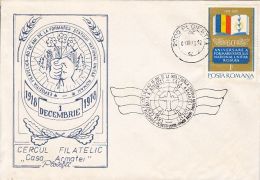 GREAT UNION ANNIVERSARY, SPECIAL COVER, 1978, ROMANIA - Covers & Documents