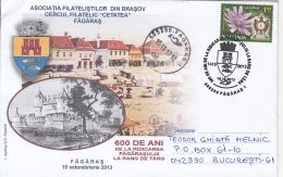 FAGARAS TOWN ANNIVERSARY, FORTRESS, MARKET SQUARE, SPECIAL COVER, 2013, ROMANIA - Storia Postale