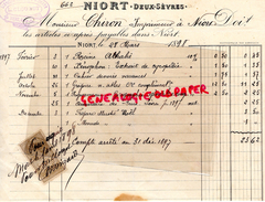 79 - NIORT- FACTURE LIBRAIRIE L. CLOUZOT- A M. CHIRON IMPRIMEUR A NIORT-IMPRIMERIE- 1898 - Druck & Papierwaren