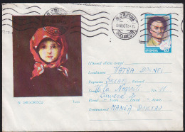 ROMANIA (1962) Child With Scarf*.  55 Lei Postal Stationery Envelope (O) With Stamp And Painting By Nicolae Grigorescu. - Autres & Non Classés