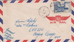 LETTRE AEF. VIA US AIR MAIL. 21 OCT 1947. BONGO POUR OUESSO. TARIF 6F INTERIEUR - Lettres & Documents