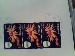 ROMANIA Usato -busta FIORI ARNICA 3 Pz Striscia 1,30 L VB2017 GC13977 - Used Stamps