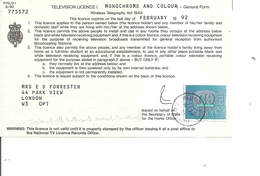 Grande-Bretagne -Licence De Télévision( Document De 1992 à Voir) - Revenue Stamps