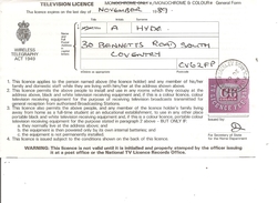 Grande-Bretagne -Licence De Télévision( Document De 1989 à Voir) - Revenue Stamps