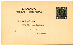 Entero Postal De Canada. - 1903-1954 Könige