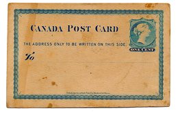 Entero Postal De Canada.- One Cent. - 1860-1899 Reign Of Victoria