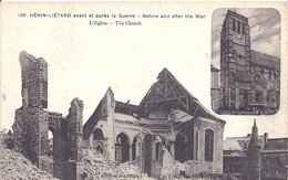 PAS DE CALAIS - 62 - HENIN LIETARD - L'église - Avant/Après - Henin-Beaumont