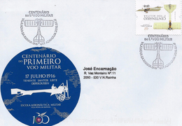 TIMBRES -STAMPS - LETTRE AVEC COD À BARRES- PORTUGAL -2016 -CENTENAIRE DE LA 1er. VOL MILITAIRE - (VILA NOVA DA RAINHA) - Cartas & Documentos