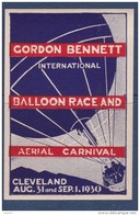 Etats Unis - Vignette Gordon Benett Cleveland 1930 - Neuf * - TB - Erinnophilie