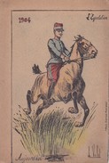 Thèmes > Illustrateurs - Signés > Militaria  Signé L Vallet, " L'equitation 1904 " - Vallet, L.