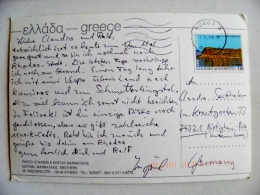 Post Card From Greece To Germany Rhodes - Briefe U. Dokumente