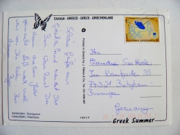 Post Card From Greece To Germany Polichrono - Covers & Documents