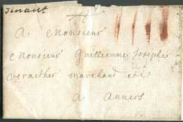 LAC Expédiée De DINANT Le 28 Mars 172 + Griffe Manuscrite Dinant Vers Anvers; Port De 'IIII' (à La Craie Rouge). R. - TT - 1714-1794 (Pays-Bas Autrichiens)