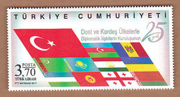 AC - TURKEY STAMP - 25th ANNIVERSARY OF DIPLOMATIC RELATIONS WITH THE FRIENDLY AND BROTHERLY COUNTRIES MNH 30.05.2017 - Unused Stamps