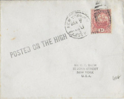 1910/1920 - BERMUDA - MARITIME - ENVELOPPE POSTEE En HAUTE MER => NEW YORK (USA) - Bermudas