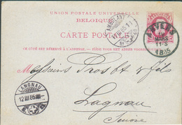 E.P.  10 Centimes Obl. Sc ANVERS Vers Lagnau (SUISSE) + Dc AMBULANT N°40 - 11948 - Briefkaarten 1871-1909