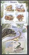 Burundi 2012, Animals, Dinosaurus, 4val In BF+BF IMPERFORATED - Neufs