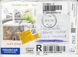 61066- THINK GREEN, ECOLOGY, ALBA IULIA CITADEL, FLOWERS, CLOCK, STAMPS ON REGISTERED COVER, 2017, ROMANIA - Brieven En Documenten