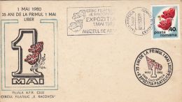 61070- INTERNATIONAL WORKER'S DAY, 1ST OF MAY, POPPY, SPECIAL COVER, 1980, ROMANIA - Storia Postale