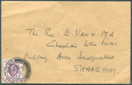 1936 Hong Kong KG5 5c Cover - Chaplain Military Area HQ, Shanghai China - Covers & Documents