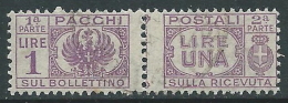 1946 LUOGOTENENZA USATO PACCHI POSTALI 1 LIRA - Z5 - Paketmarken
