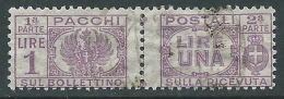 1946 LUOGOTENENZA USATO PACCHI POSTALI 1 LIRA - Z5-9 - Postpaketten