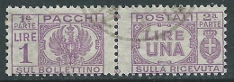 1946 LUOGOTENENZA USATO PACCHI POSTALI 1 LIRA - Z6 - Pacchi Postali