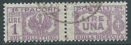 1946 LUOGOTENENZA USATO PACCHI POSTALI 1 LIRA - Z6-4 - Postpaketten