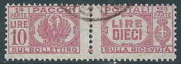 1946 LUOGOTENENZA USATO PACCHI POSTALI 10 LIRE - Z10-5 - Paketmarken