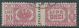 1946 LUOGOTENENZA USATO PACCHI POSTALI 10 LIRE - Z10-8 - Postal Parcels