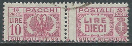 1946 LUOGOTENENZA USATO PACCHI POSTALI 10 LIRE - Z11 - Pacchi Postali