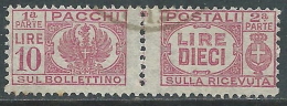 1946 LUOGOTENENZA USATO PACCHI POSTALI 10 LIRE - Z11-4 - Paketmarken