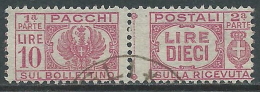 1946 LUOGOTENENZA USATO PACCHI POSTALI 10 LIRE - Z11-9 - Postpaketten