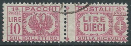 1946 LUOGOTENENZA USATO PACCHI POSTALI 10 LIRE - Z7-4 - Paketmarken