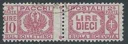 1946 LUOGOTENENZA USATO PACCHI POSTALI 10 LIRE - Z8-4 - Paketmarken