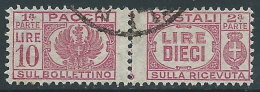 1946 LUOGOTENENZA USATO PACCHI POSTALI 10 LIRE - Z9-3 - Paketmarken